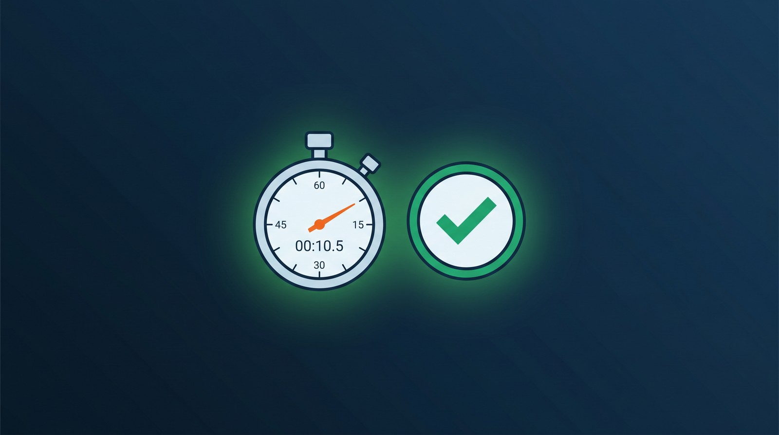 A stopwatch beside a verified credential badge for faster anesthesia staffing